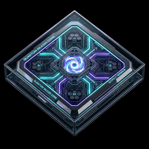3D Quantum Silicon Processor Core Matrix Animated Loop